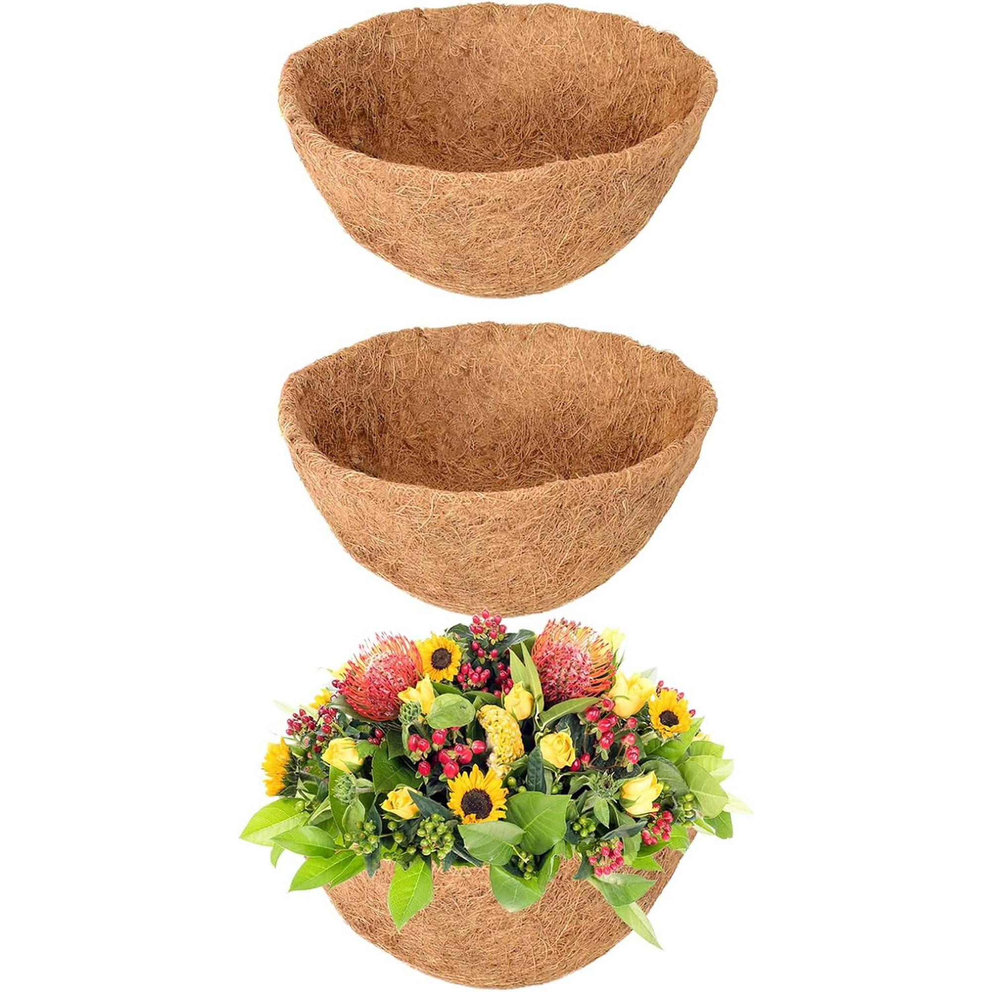 3/4/6 Pack 8/10/12/14/16/18/20Inch Hanging Basket Coco Liners Replacement, 100% Natural Round Coconut Coco Fiber Planter Basket Liners for Hanging Basket Flowers/Vegetables